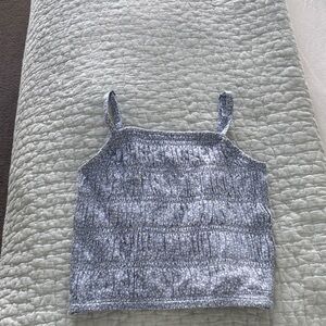 Girls' Light Blue Floral Smocked Cami Top